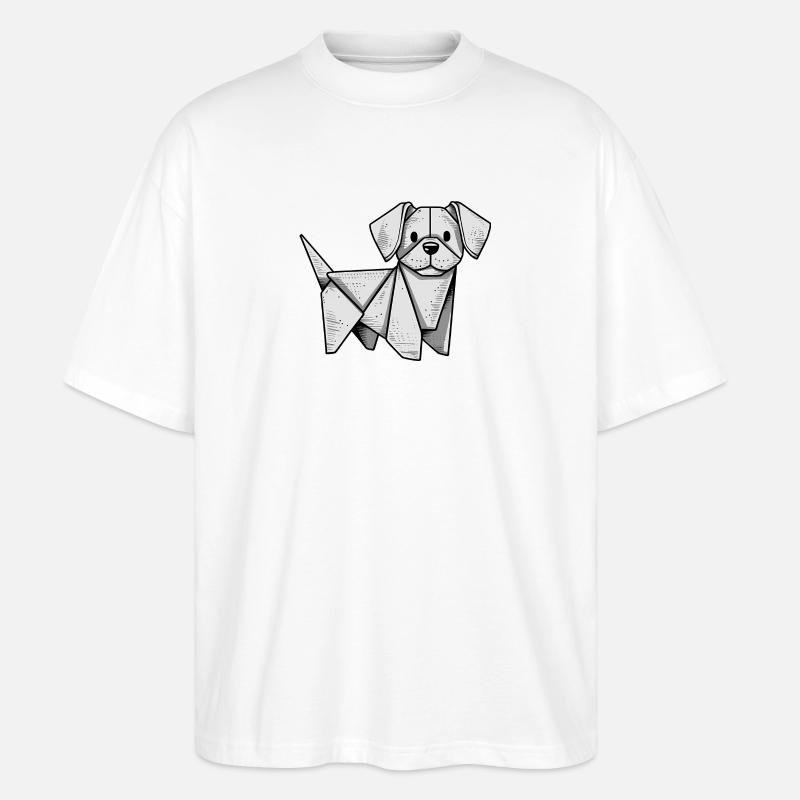 Chien en origami - T-shirt bio Blaster 2.0 coupe oversize Stanley/Stella Unisexe - blanc