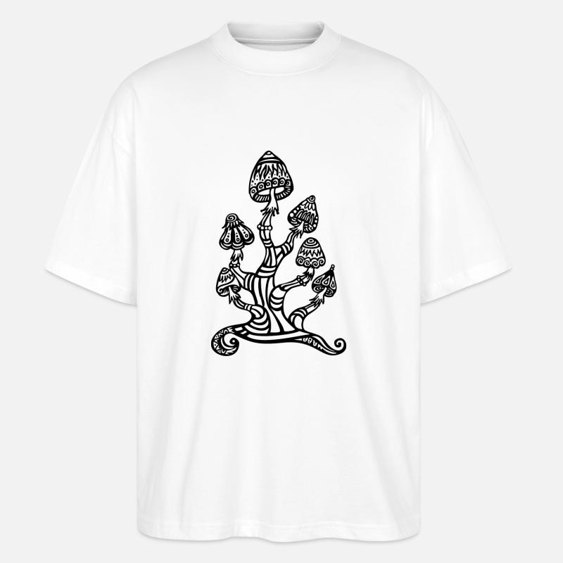 Magic mushrooms, wonderland, psychedelic, lsd - Stanley/Stella Oversized Unisex Organic T-shirt Blaster 2.0 - white