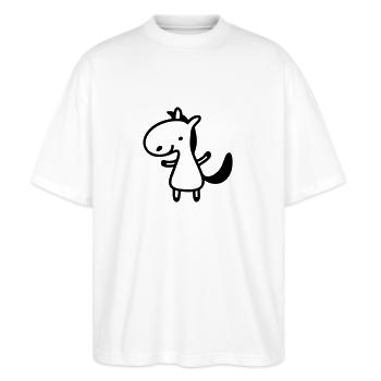 Pony - Line - Stanley/Stella Oversized Unisex Organic T-shirt Blaster 2.0 - white - Front - Alina (178cm) & Michal (187cm)