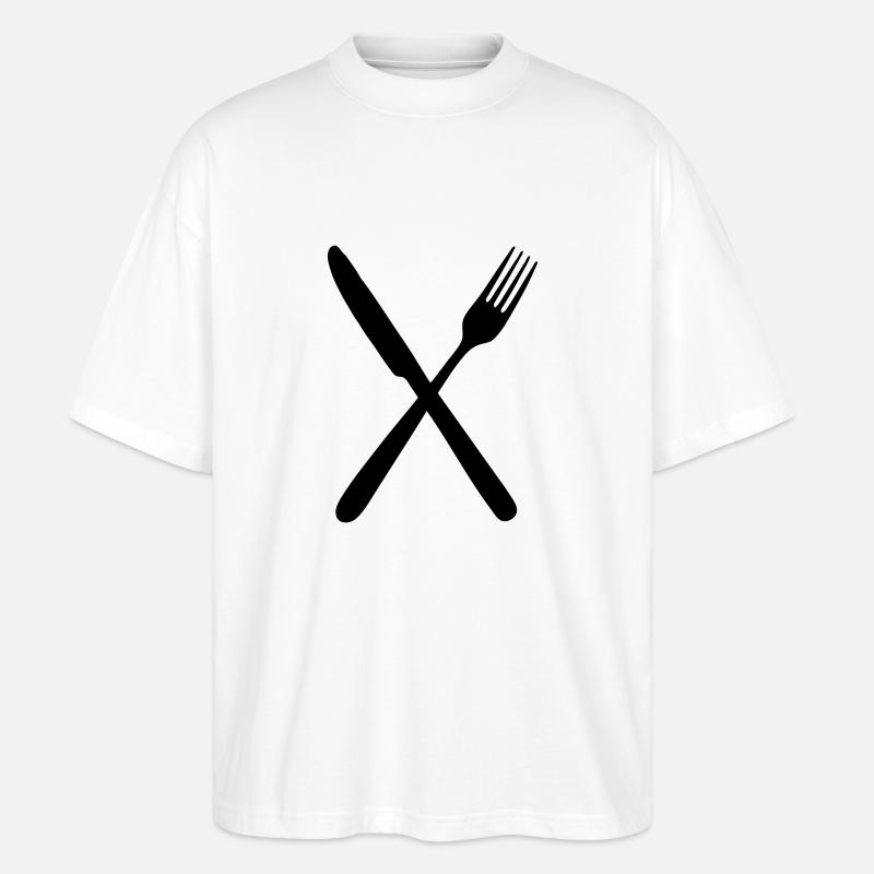 Messer und Gabel - Stanley/Stella Oversized Unisex Bio T-Shirt Blaster 2.0 - Weiß