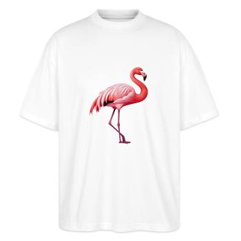 Flamingo - Stanley/Stella Oversized Unisex Organic T-shirt Blaster 2.0 - white - Front - Alina (178cm) & Michal (187cm)