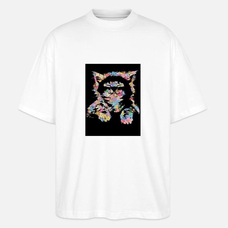 Katze - Stanley/Stella Oversized Unisex Bio T-Shirt Blaster 2.0 - Weiß