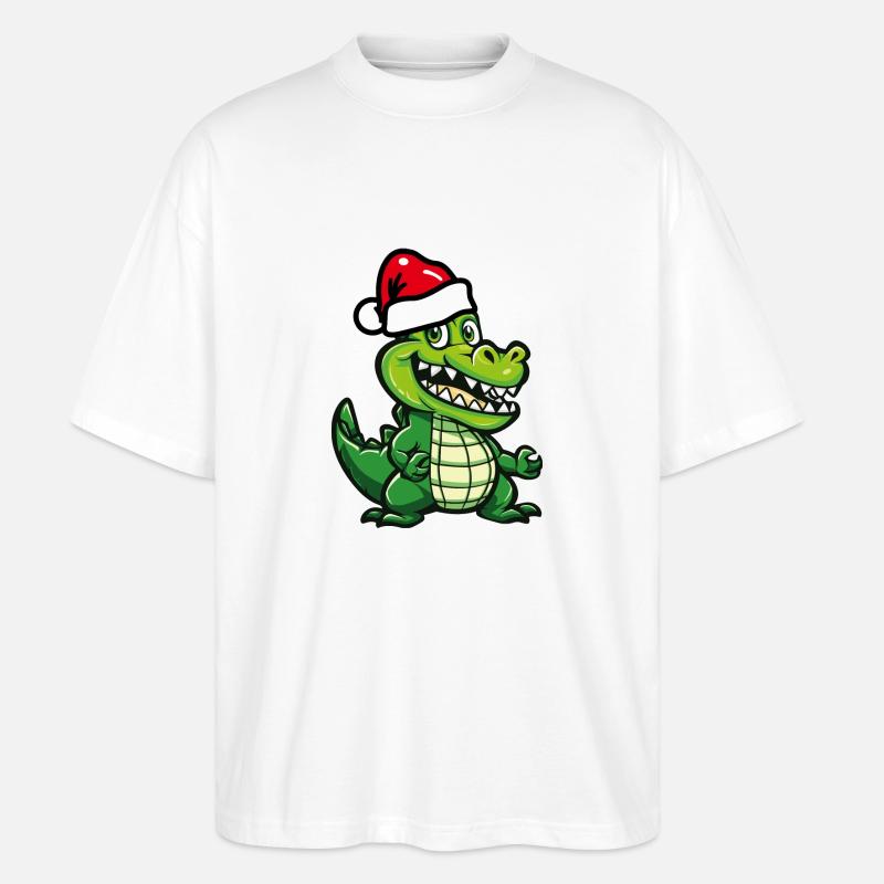 krokodil weihnachten - Stanley/Stella Oversized Unisex Bio T-Shirt Blaster 2.0 - Weiß