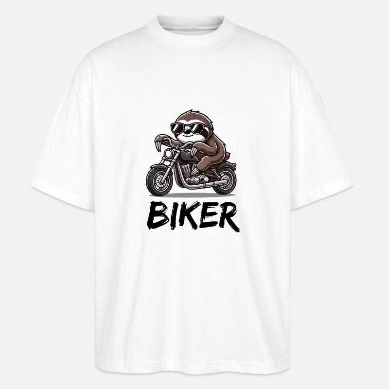 faultier biker - Stanley/Stella Oversized Unisex Bio T-Shirt Blaster 2.0 - Weiß