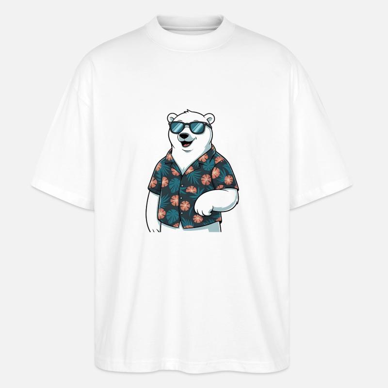 Lustiger Sommer Eisbär - Stanley/Stella Oversized Unisex Bio T-Shirt Blaster 2.0 - Weiß
