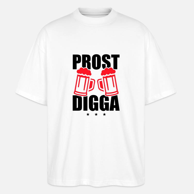 Prost Digga Bier - Stanley/Stella Oversized Unisex Bio T-Shirt Blaster 2.0 - Weiß