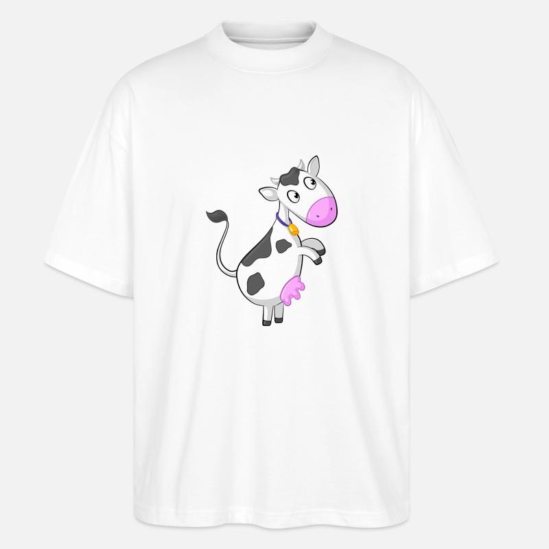 bande dessinée de vache curieuse - T-shirt bio Blaster 2.0 coupe oversize Stanley/Stella Unisexe - blanc