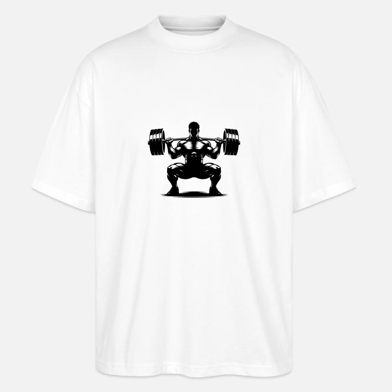 Gewichtheber mit schwerer Langhantel - Stanley/Stella Oversized Unisex Bio T-Shirt Blaster 2.0 - Weiß