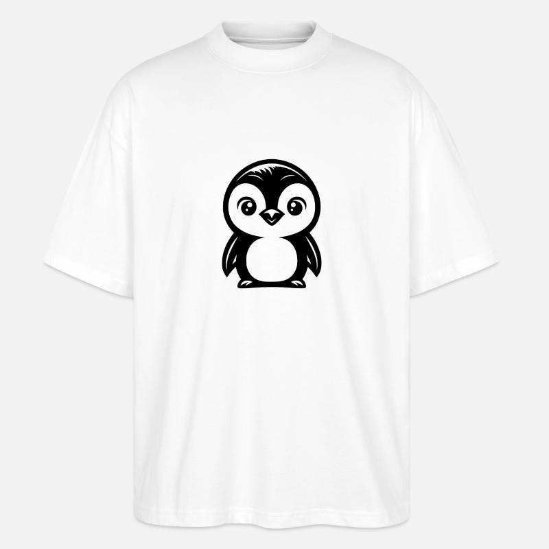 Dessin mignon de pingouin comique - T-shirt bio Blaster 2.0 coupe oversize Stanley/Stella Unisexe - blanc