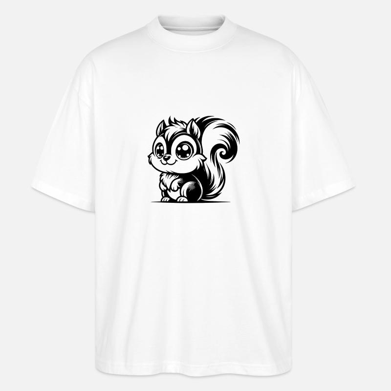 Dessin d’écureuil mignon pour enfants - T-shirt bio Blaster 2.0 coupe oversize Stanley/Stella Unisexe - blanc