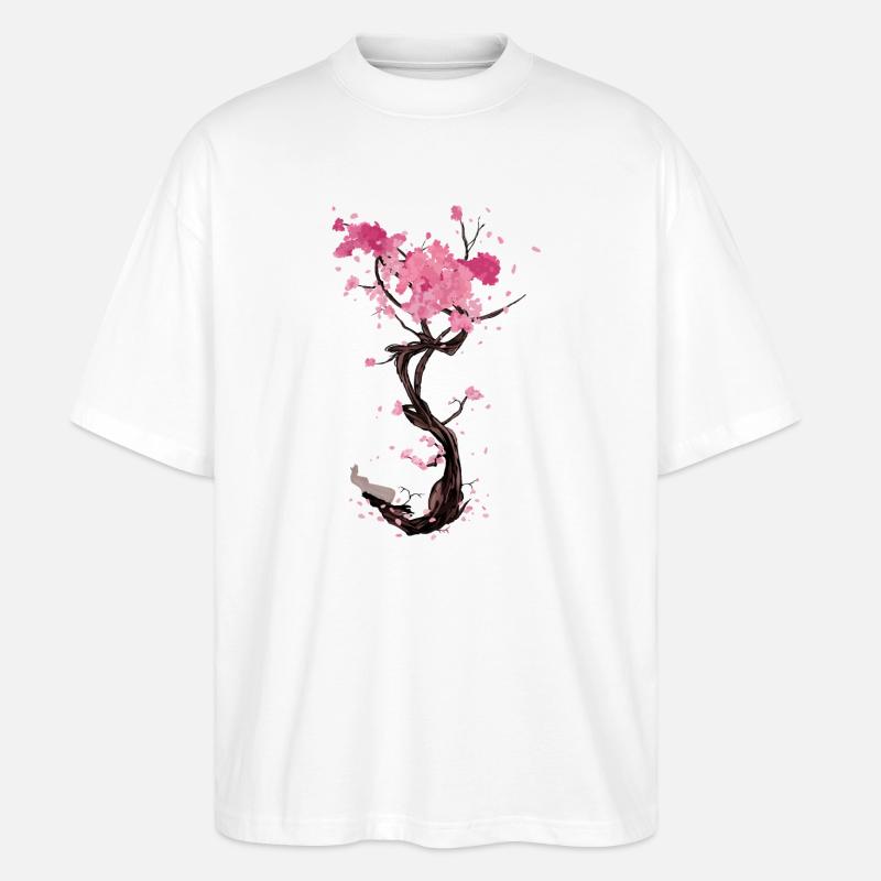 Flor en spirale de sakura - T-shirt bio Blaster 2.0 coupe oversize Stanley/Stella Unisexe - blanc