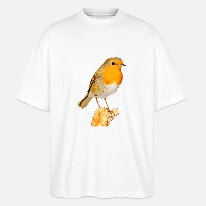 Rotkehlchen - Stanley/Stella Oversized Unisex Bio T-Shirt Blaster 2.0 - Weiß