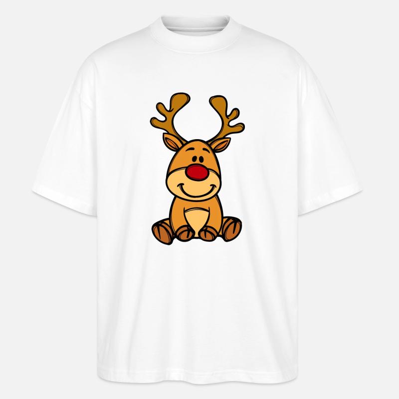 Rudolfin jouluporot - Stanley/Stella Blaster 2.0 Unisex Oversized Luomu T-paita - valkoinen