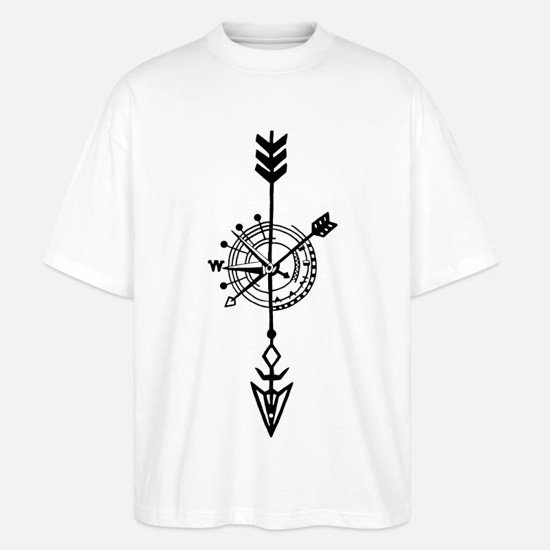 Esquisse d'un compas noir - T-shirt bio Blaster 2.0 coupe oversize Stanley/Stella Unisexe - blanc