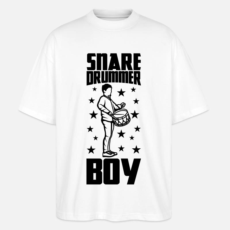 Trommelspieler Junge - Stanley/Stella Oversized Unisex Bio T-Shirt Blaster 2.0 - Weiß