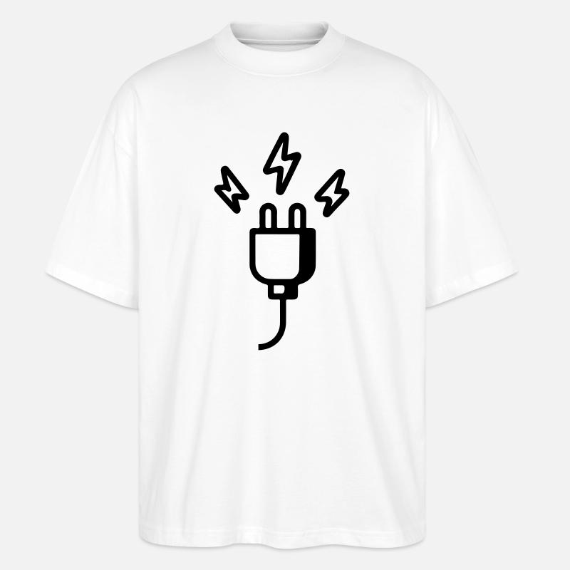 Strom Stecker Symbol - Stanley/Stella Oversized Unisex Bio T-Shirt Blaster 2.0 - Weiß