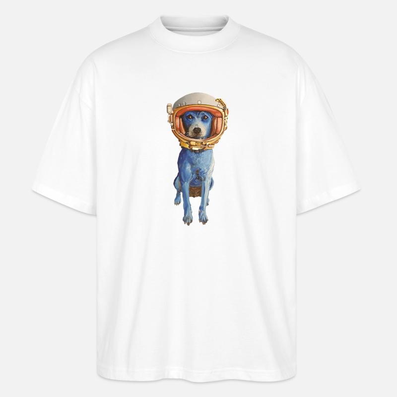 Laly Blue Astronaute en Casque Spatiale - T-shirt bio Blaster 2.0 coupe oversize Stanley/Stella Unisexe - blanc