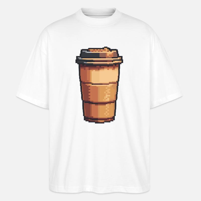 Pixel Kaffeebecher Kunst - Stanley/Stella Oversized Unisex Bio T-Shirt Blaster 2.0 - Weiß