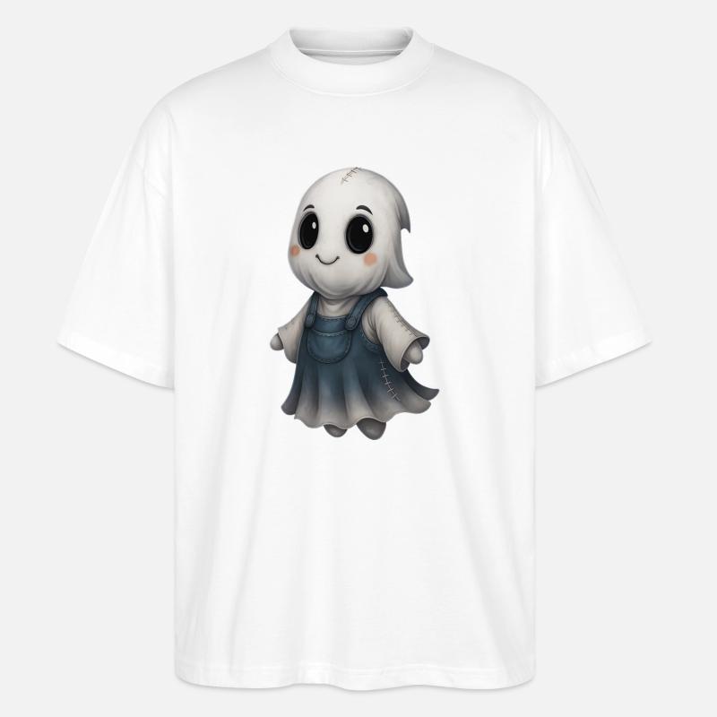 Süßer Geisterfreund Patchwork - Stanley/Stella Oversized Unisex Bio T-Shirt Blaster 2.0 - Weiß