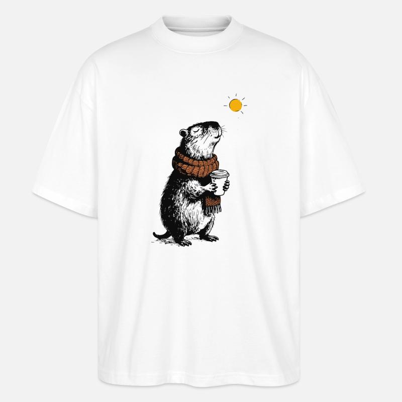 Capybara Winter Vibes - Stanley/Stella Oversized Unisex Bio T-Shirt Blaster 2.0 - Weiß