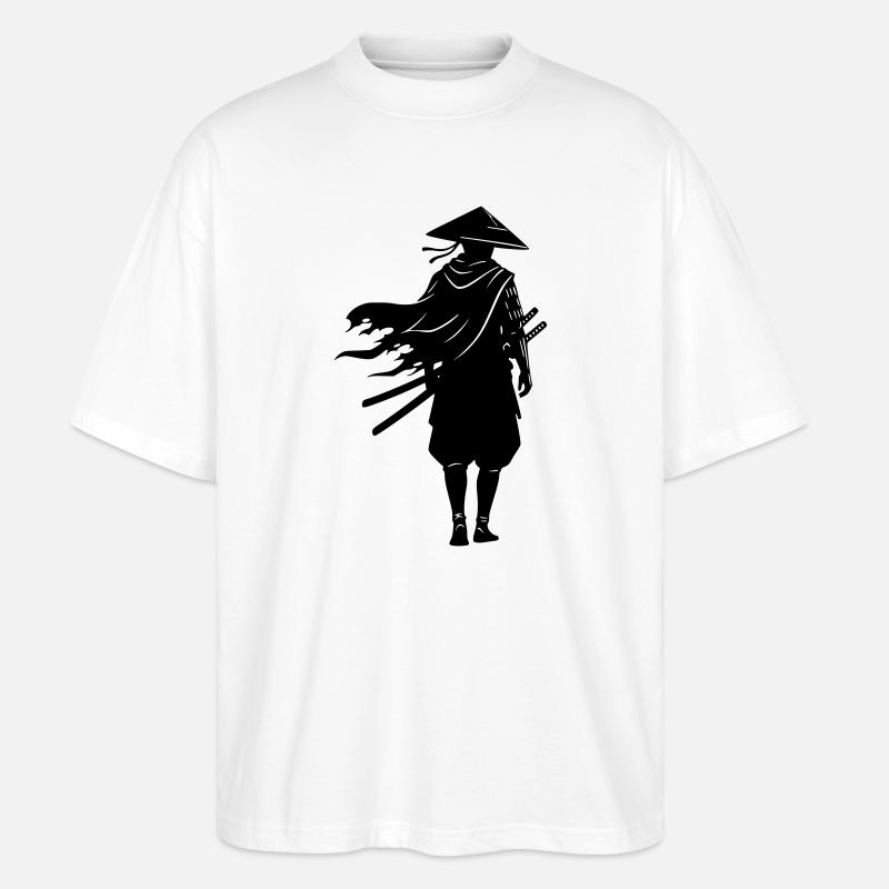Shadow Warrior Samurai Straw Hat - Stanley/Stella Oversized Unisex Organic T-shirt Blaster 2.0 - white