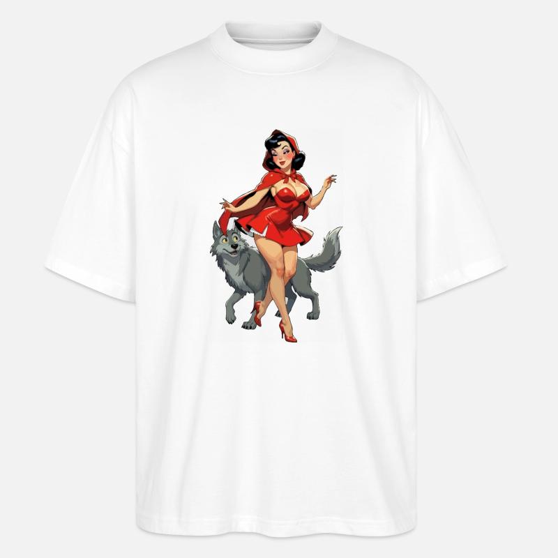 Rotkäppchen läuft mit dem Wolf - Stanley/Stella Oversized Unisex Bio T-Shirt Blaster 2.0 - Weiß