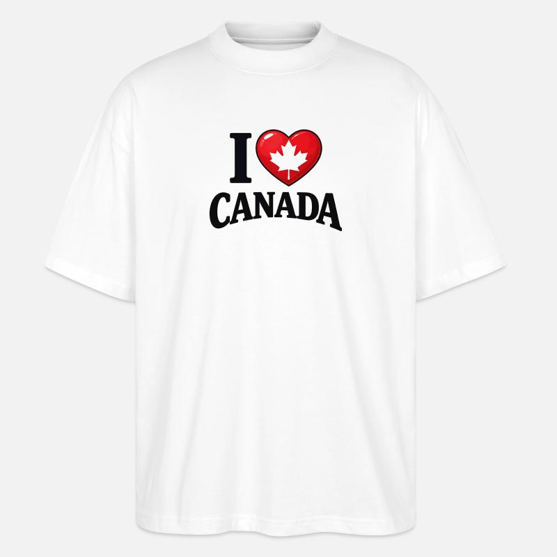 I Love Canada – Ahornblatt-Botschaft - Stanley/Stella Oversized Unisex Bio T-Shirt Blaster 2.0 - Weiß