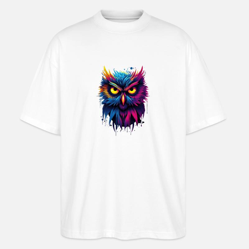 Mystische Farbtöne Eule - Stanley/Stella Oversized Unisex Bio T-Shirt Blaster 2.0 - Weiß