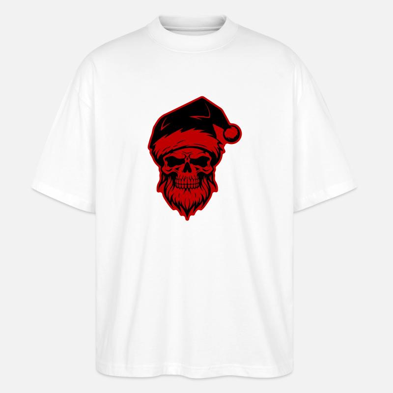 Weihnachtsmann Totenkopf - Stanley/Stella Oversized Unisex Bio T-Shirt Blaster 2.0 - Weiß