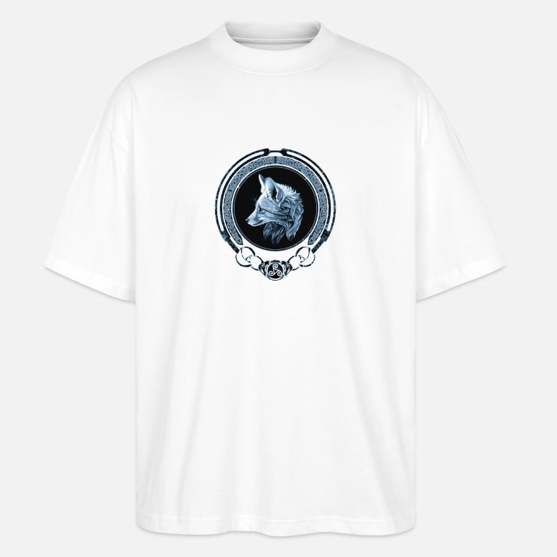 Fuchs keltisches Zodiac - Stanley/Stella Oversized Unisex Bio T-Shirt Blaster 2.0 - Weiß