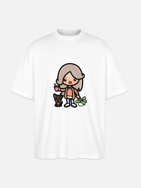 Cute toca girl - Aesthetic game character and dog - Stanley/Stella Oversized Unisex Organic T-shirt Blaster 2.0 - white