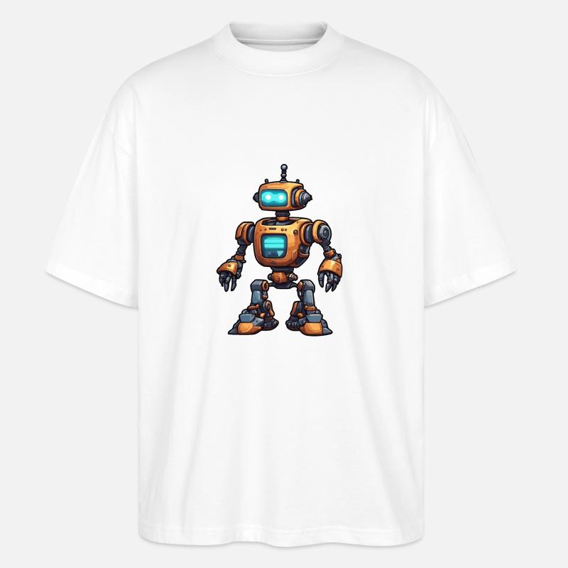 Robot / Machine / IA / Technologie / Mécanique - T-shirt bio Blaster 2.0 coupe oversize Stanley/Stella Unisexe - blanc