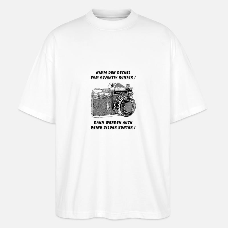 Kamera mit Spruch - Stanley/Stella Oversized Unisex Bio T-Shirt Blaster 2.0 - Weiß