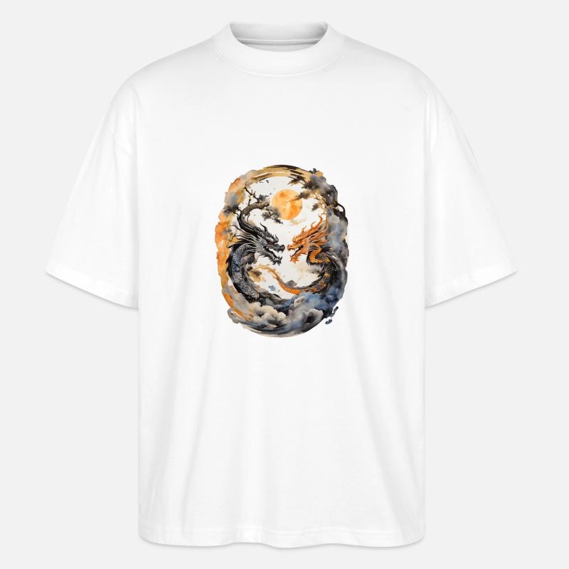 Japanische Drachen - Stanley/Stella Oversized Unisex Bio T-Shirt Blaster 2.0 - Weiß