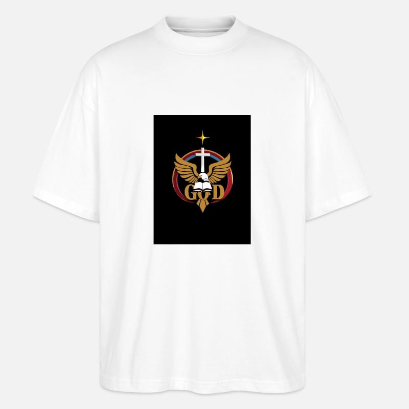 Christliches Emblem - Stanley/Stella Oversized Unisex Bio T-Shirt Blaster 2.0 - Weiß