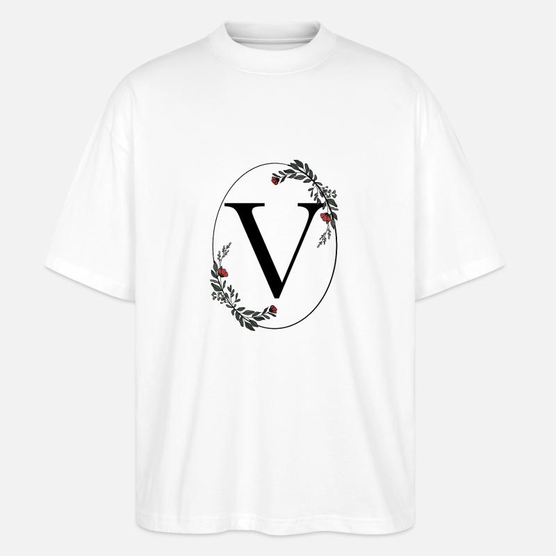 Buchstabe V - Stanley/Stella Oversized Unisex Bio T-Shirt Blaster 2.0 - Weiß