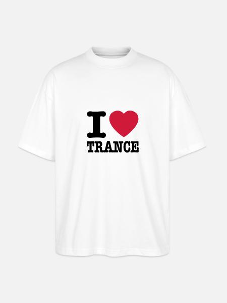 I love trance / I heart trance - Stanley/Stella Uniseks oversized bio T-shirt Blaster 2.0 - wit