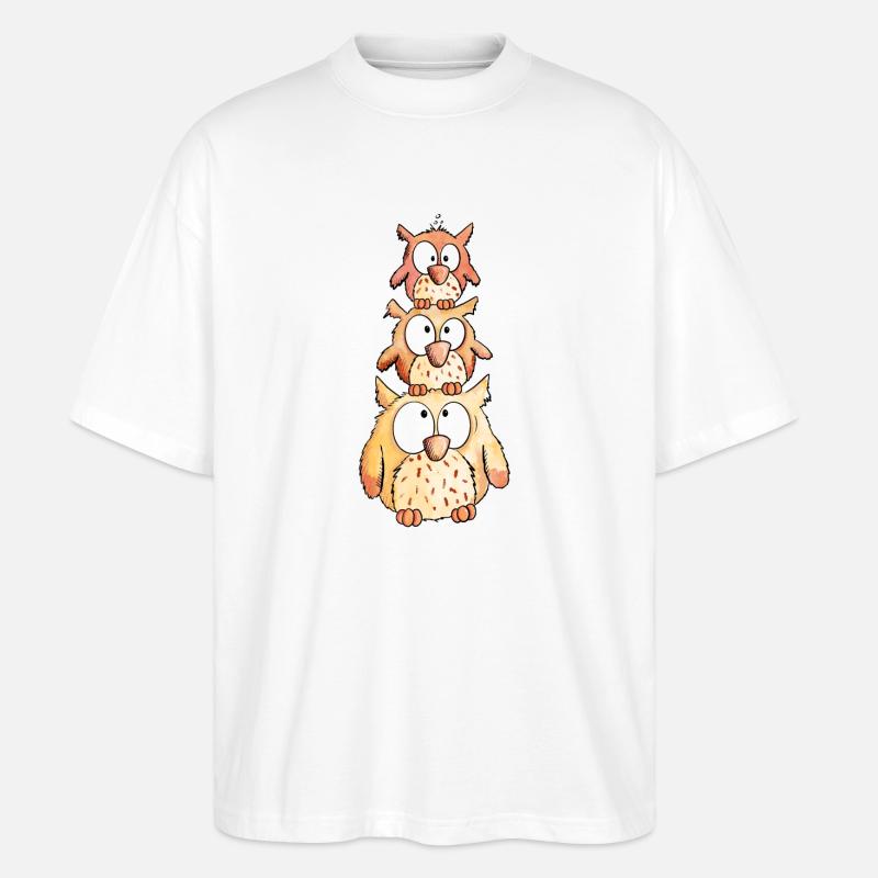 Drei Kleine Eulen - Stanley/Stella Oversized Unisex Bio T-Shirt Blaster 2.0 - Weiß