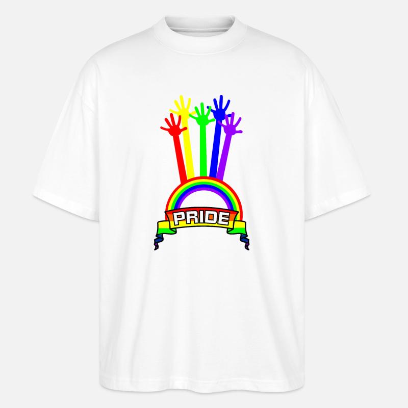 Pride Hände Regenbogen - Stanley/Stella Oversized Unisex Bio T-Shirt Blaster 2.0 - Weiß