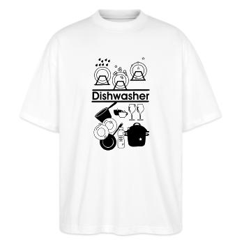 Lave-vaisselle 03 - T-shirt bio Blaster 2.0 coupe oversize Stanley/Stella Unisexe - blanc - Devant - Alina (178cm) & Michal (187cm)
