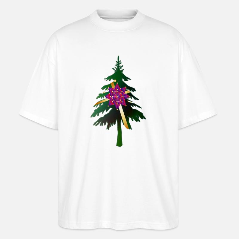Christbaum oder Weihnachtsbaum & Geschenkschleife - Stanley/Stella Oversized Unisex Bio T-Shirt Blaster 2.0 - Weiß