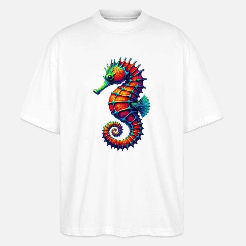Seepferdchen - Stanley/Stella Oversized Unisex Bio T-Shirt Blaster 2.0 - Weiß