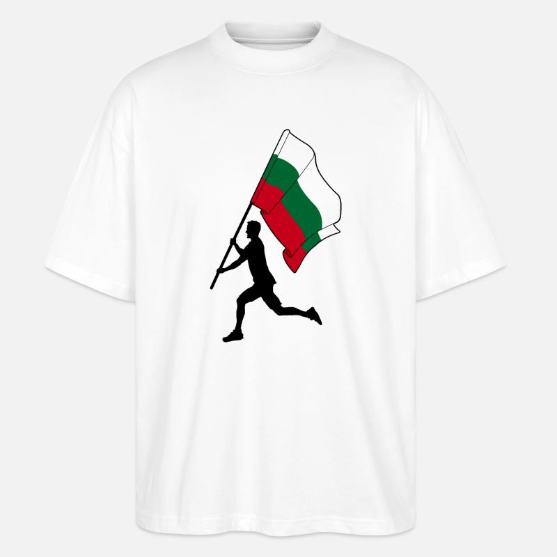 Flagge Bulgarien Mann läuft - Stanley/Stella Oversized Unisex Bio T-Shirt Blaster 2.0 - Weiß
