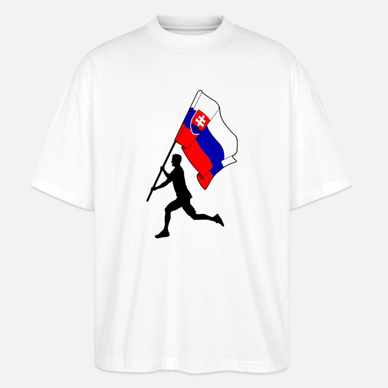 Flagge Slowakei Mann läuft - Stanley/Stella Oversized Unisex Bio T-Shirt Blaster 2.0 - Weiß