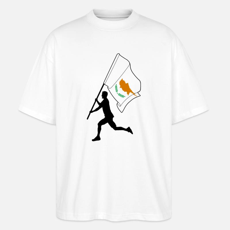 Zypern Flagge Mann läuft - Stanley/Stella Oversized Unisex Bio T-Shirt Blaster 2.0 - Weiß