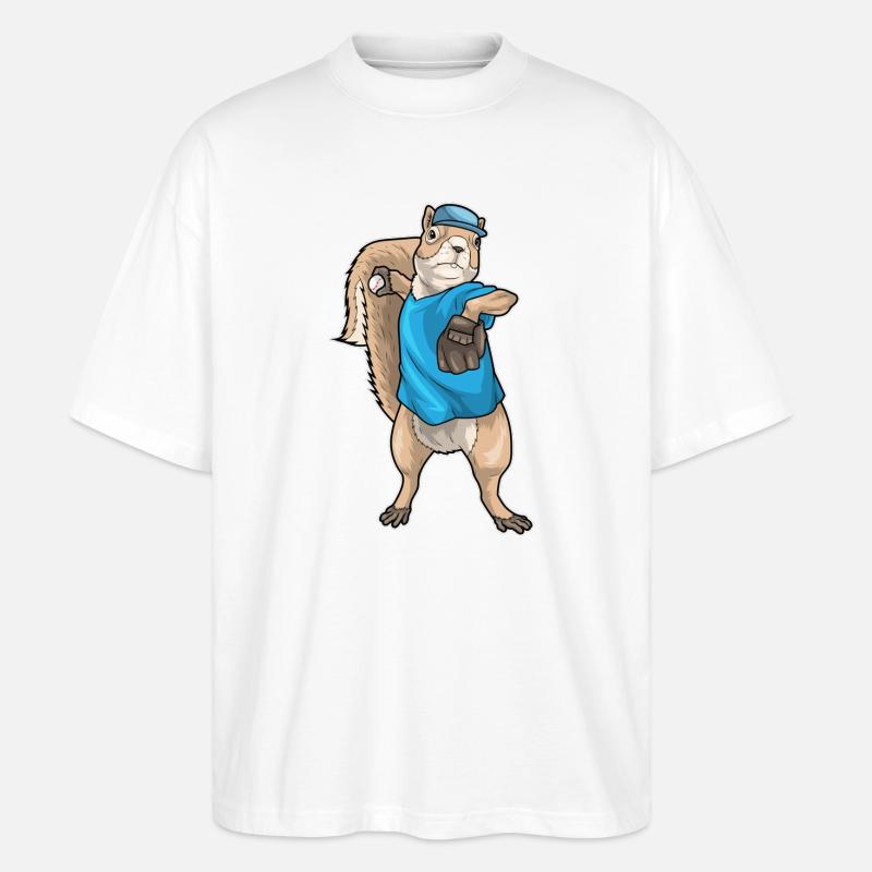 Eichhörnchen Baseball Baseballhandschuh - Stanley/Stella Oversized Unisex Bio T-Shirt Blaster 2.0 - Weiß