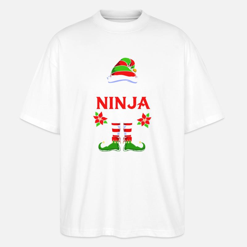 Elfe Elfe Cadeau de Noël Ninja - T-shirt bio Blaster 2.0 coupe oversize Stanley/Stella Unisexe - blanc
