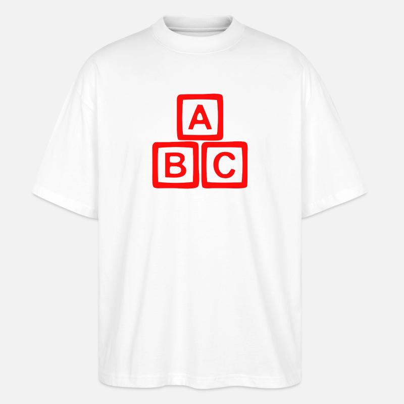 Conception contrastée de bloc ABC - T-shirt bio Blaster 2.0 coupe oversize Stanley/Stella Unisexe - blanc