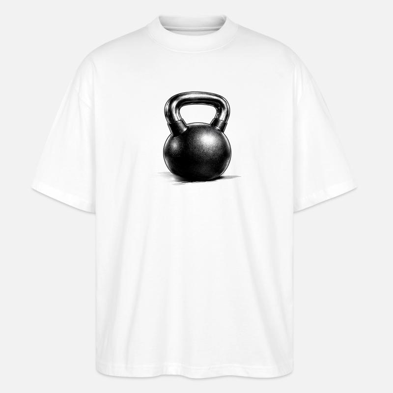 Kettlebell Krafttraining Zeichnung Minimal - Stanley/Stella Oversized Unisex Bio T-Shirt Blaster 2.0 - Weiß