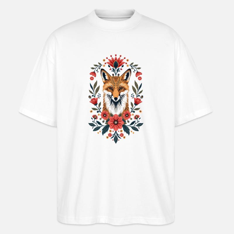Blumenfuchs Porträt - Stanley/Stella Oversized Unisex Bio T-Shirt Blaster 2.0 - Weiß